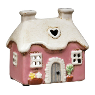 Mini Heart Pink Cottage Tealight Holder