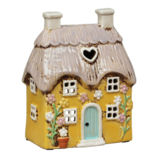 Yellow Garden Thatched Cottage Tealight Holder