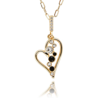 Monochrome Waterfall Heart Gold Plated Necklace
