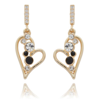 Monochrome Waterfall Heart Gold Plated Earrings