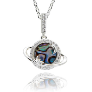 Paua Shell Planet Silver Plated Necklace