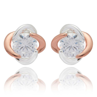 Two Tone Solitaire Earrings