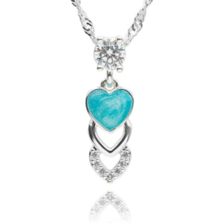 Iced Gem Triple Heart Silver Plated Necklace