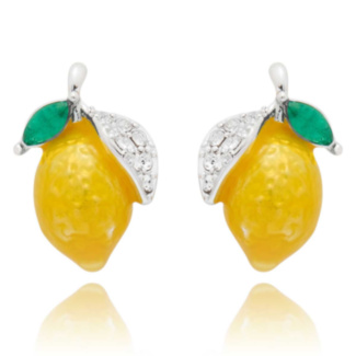 Juicy Gems Lemon Sparkle Silver Plated Earrings