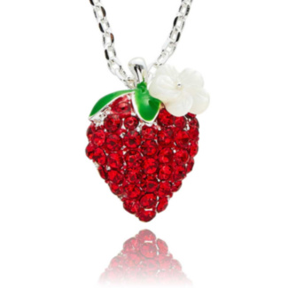 Juicy Gems Strawberry Sparkle Silver Plated Necklace