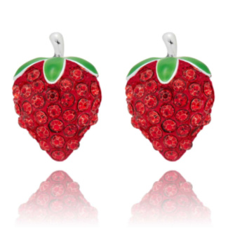 Juicy Gems Strawberry Sparkle Silver Plated Earrings