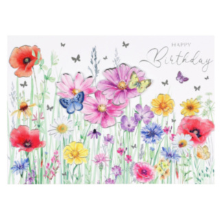 Field Of Flowers Decoupage Birthday Card