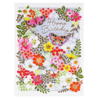 Butterflies & Flowers Decoupage Birthday Card