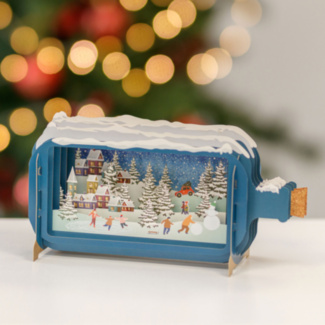 Christmas Villages Message In A Bottle Christmas Card