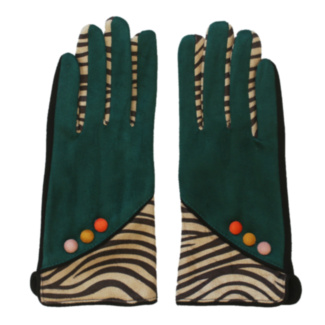 Green Zebra Animal Print Gloves