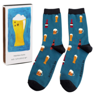Here’s to Beer Matchbox Men’s Bamboo Socks