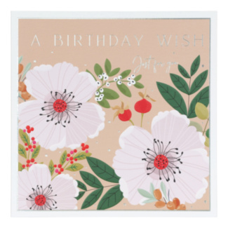 White Blooms Birthday Card