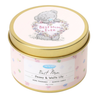 ‘Best Mum’ Peony & White Lily 175g Tin Candle