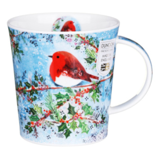 Snowy Christmas Robin Lomond Shape Mug