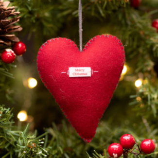 Large Embroidered Red Felt Heart ‘Merry Christmas’ Decoration