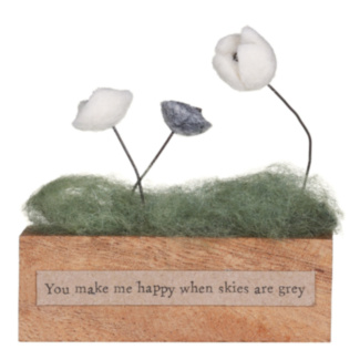 ‘You Make Me Happy’ Flower Block Wooden Ornament