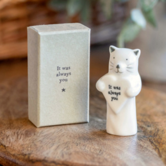 Boxed Porcelain Cat With Heart
