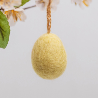 Small Plain Felt Yellow Hanging Easter Egg