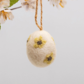 Daisy Felt Yellow Hanging Easter Egg