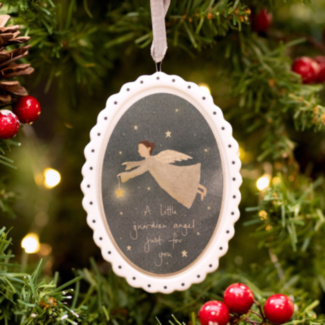 Scallop Oval Frame ‘Guardian Angel’ Hanging Decoration