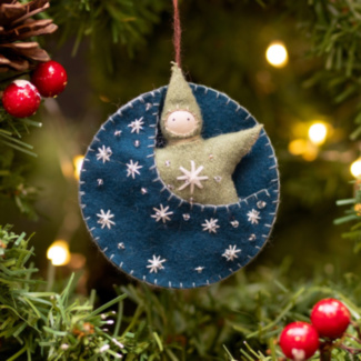 Felt Moon Baby Blue Hanging Decoration