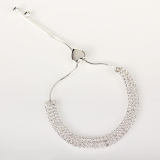 Silver Plated Three Row Diamante Bling Bracelet
