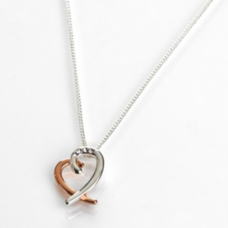 Polished Two Tone Layered Heart Necklace