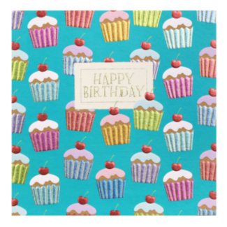 Hey Fresco ‘Cupcakes’ Teal Birthday Card