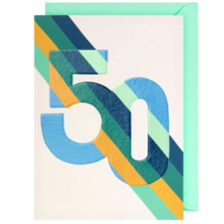 Good Vibes Stripes 50th Birthday Card