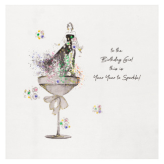 Glamarama Bubbles Birthday Girl Luxury Birthday Card