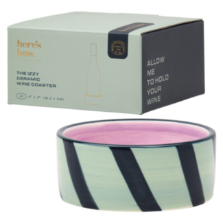 ‘The Izzy’ Wine Coaster - Blue & Green Stripe