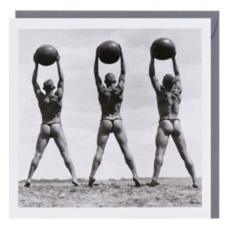 Holy Mackerel Black & White ‘Line of Men Exercising’ Greetings Card
