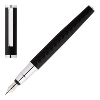 Black & Chrome Formation Herringbone Fountain Pen