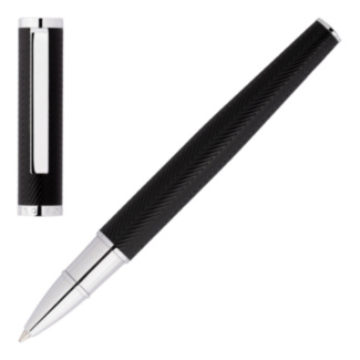 Black & Chrome Formation Herringbone Rollerball Pen