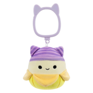 3.5” Junie the Yellow Banana with Purple Cat Beanie Clip-On Plush