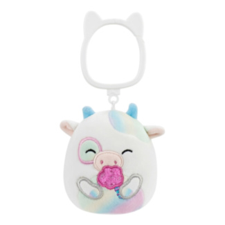 3.5” Belozi the White and Rainbow Cow with Cotton Candy Clip-On Plush