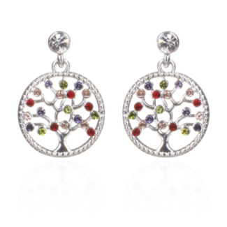 Harlequin Tree of Life Silver Plated Earrings