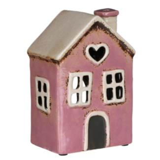 Pink Heart House Tealight Holder