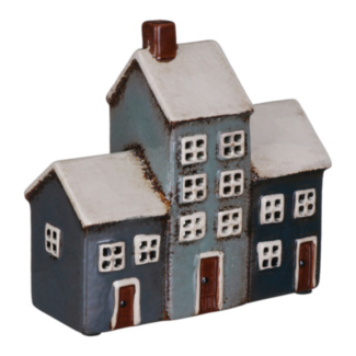 Grey & Navy Three House Tealight Holder
