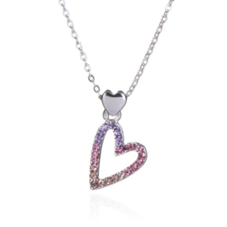 Silver Plated Pastel Heart Necklace