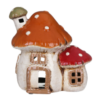 Two Mushroom House Tealight Holder