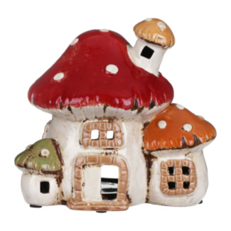 Three Mushroom House Tealight Holder