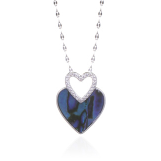Silver Plated Paua Shell Heart Duo Necklace