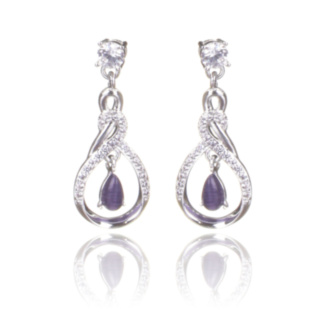 Silver Plated Purple Moonstone Swirl Earrings 