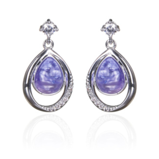 Silver Plated Candy Purple Twisted Teardrop Earrings