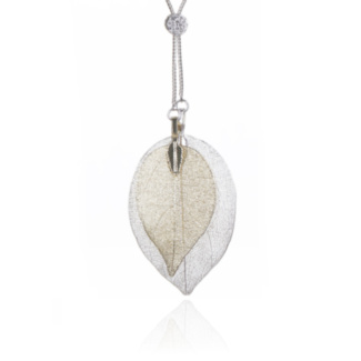 Silver & Gold Plated Back To Nature Two Tone Leaves Necklace