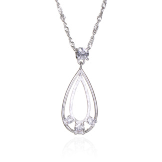 Silver Plated Ice Double Teardrop Necklace