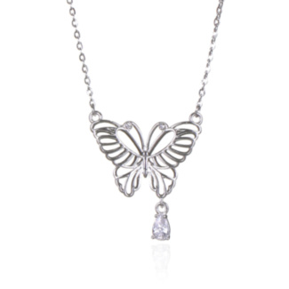 Silver Plated Filigree Butterfly Necklace