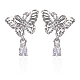 Silver Plated Filigree Butterfly Earrings