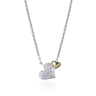 Silver & Gold Plated Te Amo Duo Heart Necklace